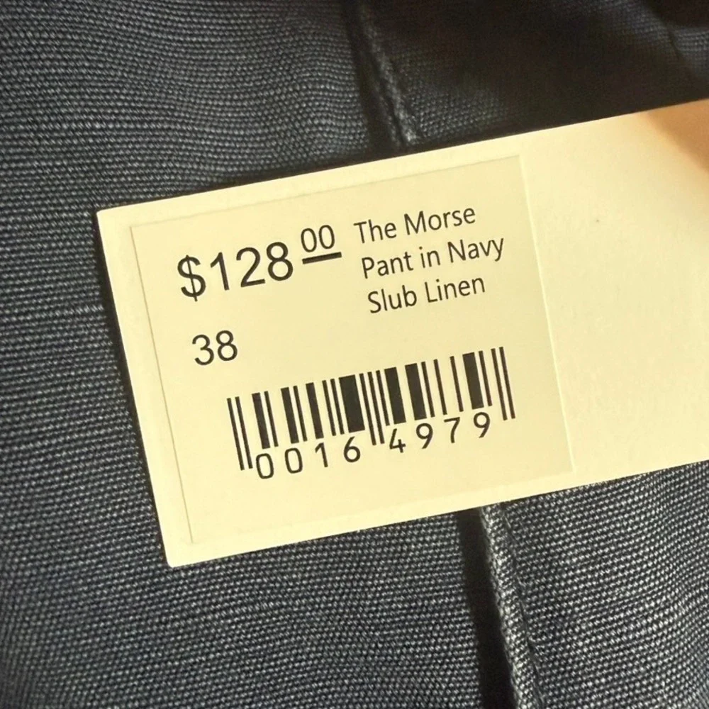 Taylor Stitch The Morse Pant Navy Slub Linen Organic Cotton Chino 38x33 NWT